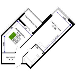 1-к квартира, строящийся дом, 55м2, 1/12 этаж