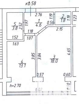 1-к квартира, вторичка, 42м2, 3/6 этаж