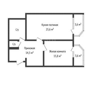 1-к квартира, вторичка, 65м2, 19/23 этаж
