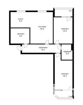 3-к квартира, вторичка, 95м2, 2/16 этаж