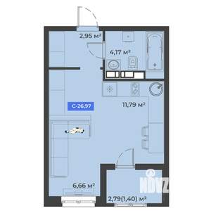 Студия квартира, строящийся дом, 27м2, 1/5 этаж