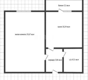 1-к квартира, вторичка, 40м2, 4/14 этаж