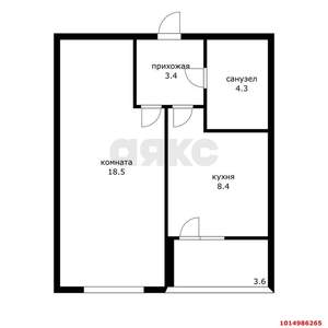 1-к квартира, вторичка, 38м2, 6/22 этаж