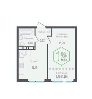 1-к квартира, вторичка, 37м2, 7/24 этаж