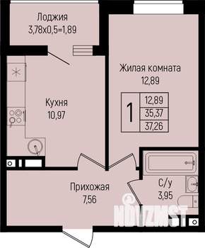 1-к квартира, вторичка, 37м2, 14/15 этаж