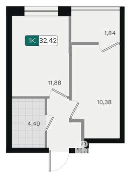1-к квартира, вторичка, 32м2, 8/18 этаж