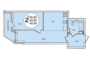 2-к квартира, вторичка, 43м2, 11/21 этаж