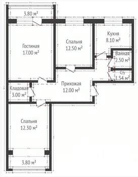 3-к квартира, вторичка, 77м2, 3/10 этаж