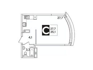 Студия квартира, вторичка, 35м2, 14/16 этаж