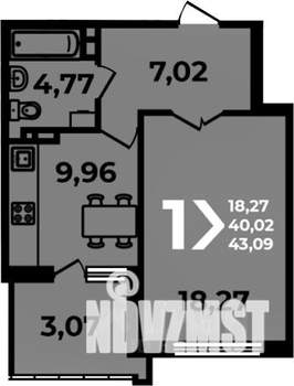 1-к квартира, вторичка, 43м2, 14/19 этаж