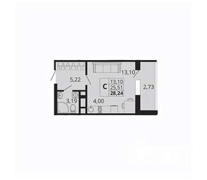 Студия квартира, вторичка, 28м2, 8/18 этаж