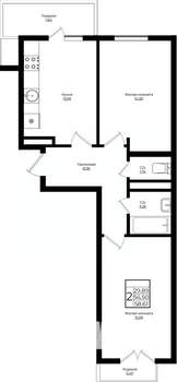 2-к квартира, вторичка, 59м2, 6/10 этаж