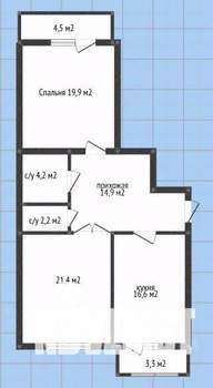 2-к квартира, вторичка, 80м2, 8/21 этаж