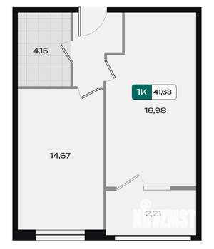 1-к квартира, вторичка, 42м2, 9/9 этаж