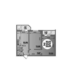 2-к квартира, вторичка, 56м2, 2/8 этаж