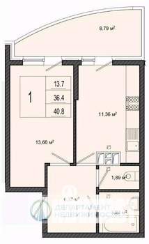 1-к квартира, вторичка, 44м2, 3/20 этаж