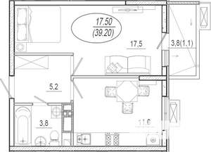 1-к квартира, вторичка, 39м2, 10/15 этаж