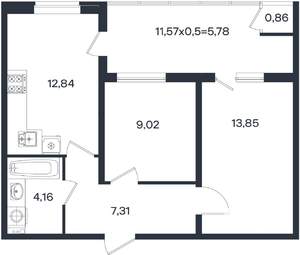 2-к квартира, вторичка, 54м2, 2/18 этаж