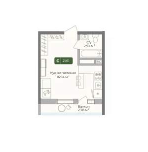 Студия квартира, вторичка, 22м2, 5/10 этаж