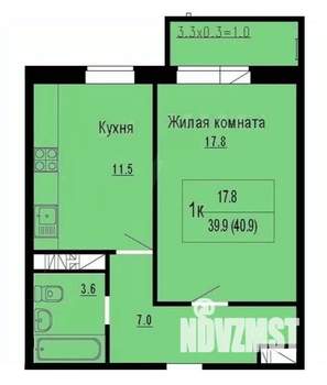 1-к квартира, вторичка, 41м2, 7/18 этаж