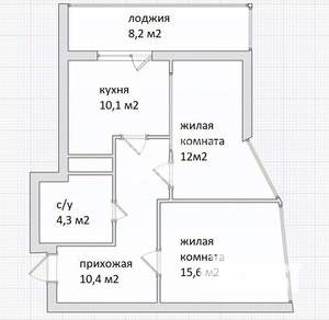 2-к квартира, вторичка, 58м2, 6/10 этаж