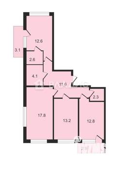 3-к квартира, вторичка, 77м2, 2/13 этаж