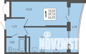 1-к квартира, строящийся дом, 46м2, 21/24 этаж