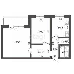 2-к квартира, вторичка, 53м2, 7/9 этаж