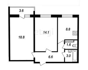 2-к квартира, вторичка, 59м2, 4/14 этаж