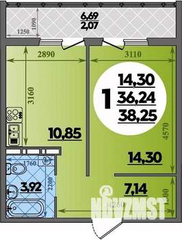 1-к квартира, вторичка, 38м2, 7/16 этаж