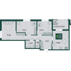 3-к квартира, вторичка, 78м2, 11/18 этаж