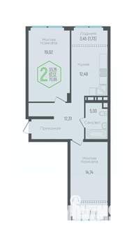 2-к квартира, вторичка, 68м2, 14/24 этаж