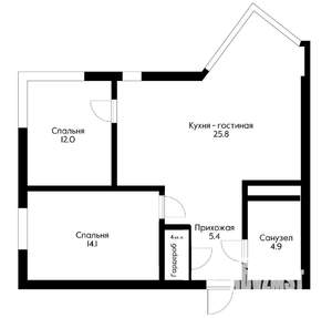 2-к квартира, вторичка, 66м2, 2/25 этаж