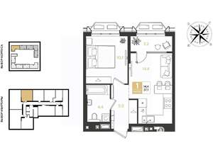 1-к квартира, вторичка, 37м2, 17/18 этаж