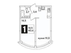 1-к квартира, вторичка, 41м2, 3/16 этаж
