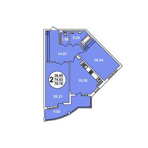 2-к квартира, вторичка, 80м2, 21/23 этаж