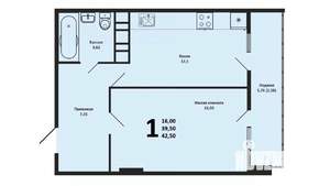 1-к квартира, вторичка, 39м2, 5/16 этаж