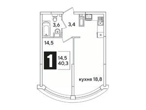 1-к квартира, вторичка, 40м2, 10/16 этаж