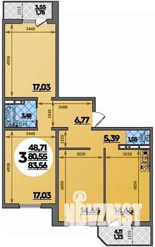 3-к квартира, строящийся дом, 84м2, 4/8 этаж