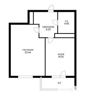 1-к квартира, вторичка, 48м2, 1/16 этаж