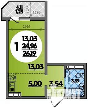 Студия квартира, вторичка, 26м2, 6/8 этаж