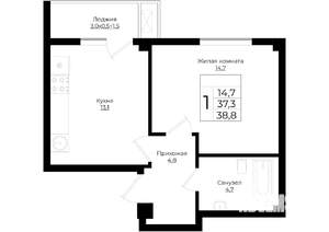 1-к квартира, вторичка, 39м2, 3/9 этаж