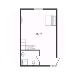 Студия квартира, вторичка, 17м2, 1/6 этаж