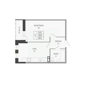 1-к квартира, вторичка, 38м2, 5/17 этаж