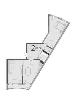 2-к квартира, вторичка, 89м2, 4/16 этаж