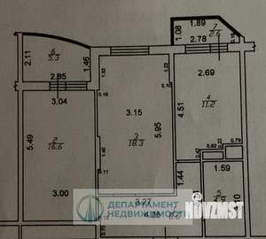 2-к квартира, вторичка, 68м2, 13/18 этаж