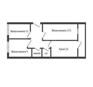 3-к квартира, вторичка, 58м2, 2/5 этаж
