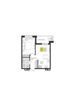 1-к квартира, вторичка, 42м2, 8/8 этаж