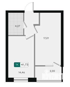 1-к квартира, вторичка, 42м2, 3/18 этаж