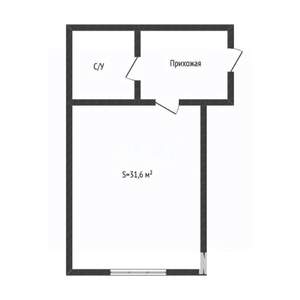 Студия квартира, вторичка, 32м2, 1/6 этаж